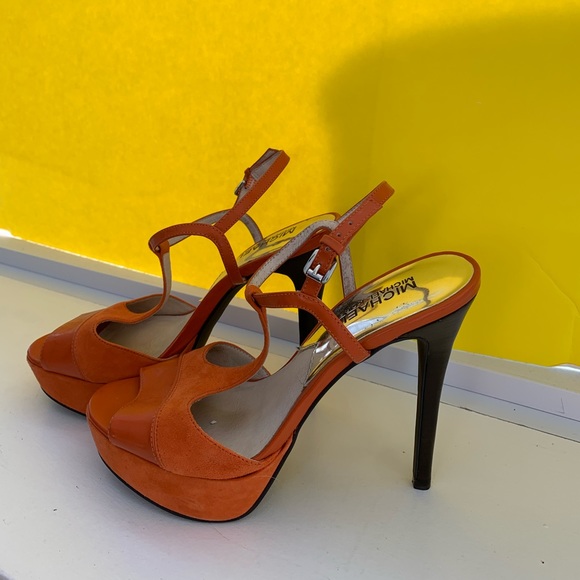 Micheal Kors orange suede heels. Never worn. Size 7. True to size. - Picture 1 of 5